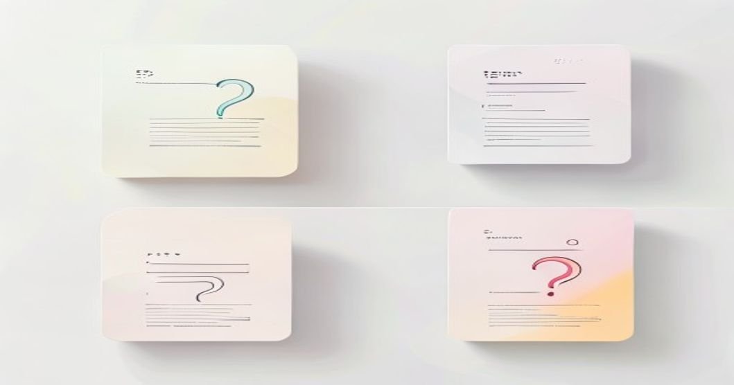 FAQ section with question/answer cards in a clean layout