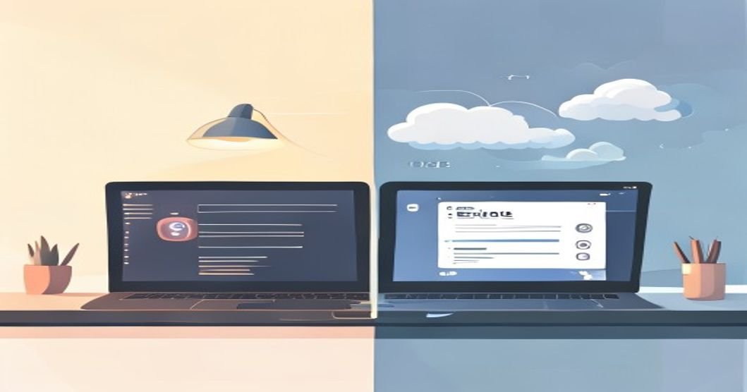 A split-screen showing a laptop running local AI offline vs. a cloud subscription dashboard with a $20/month charge