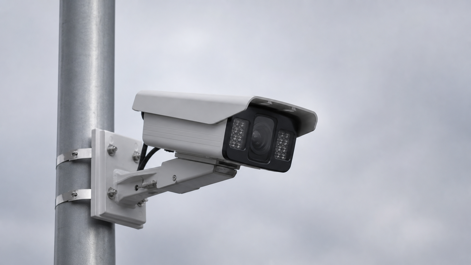 Close-up of an ALPR camera mounted on a pole