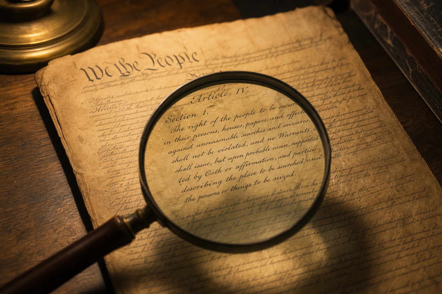 The U.S. Constitution with the Fourth Amendment highlighted